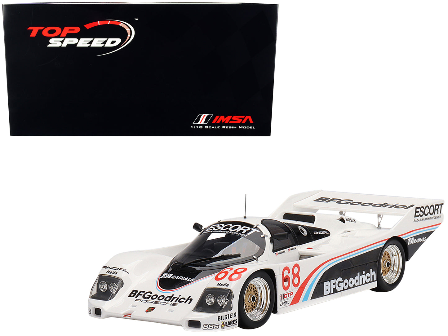 Porsche 962 #68 Darin Brassfield - John Morton "BFGoodrich" IMSA Road America 500 Miles (1986) 1/18 Model Car by Top Speed-DiecastModeler.com