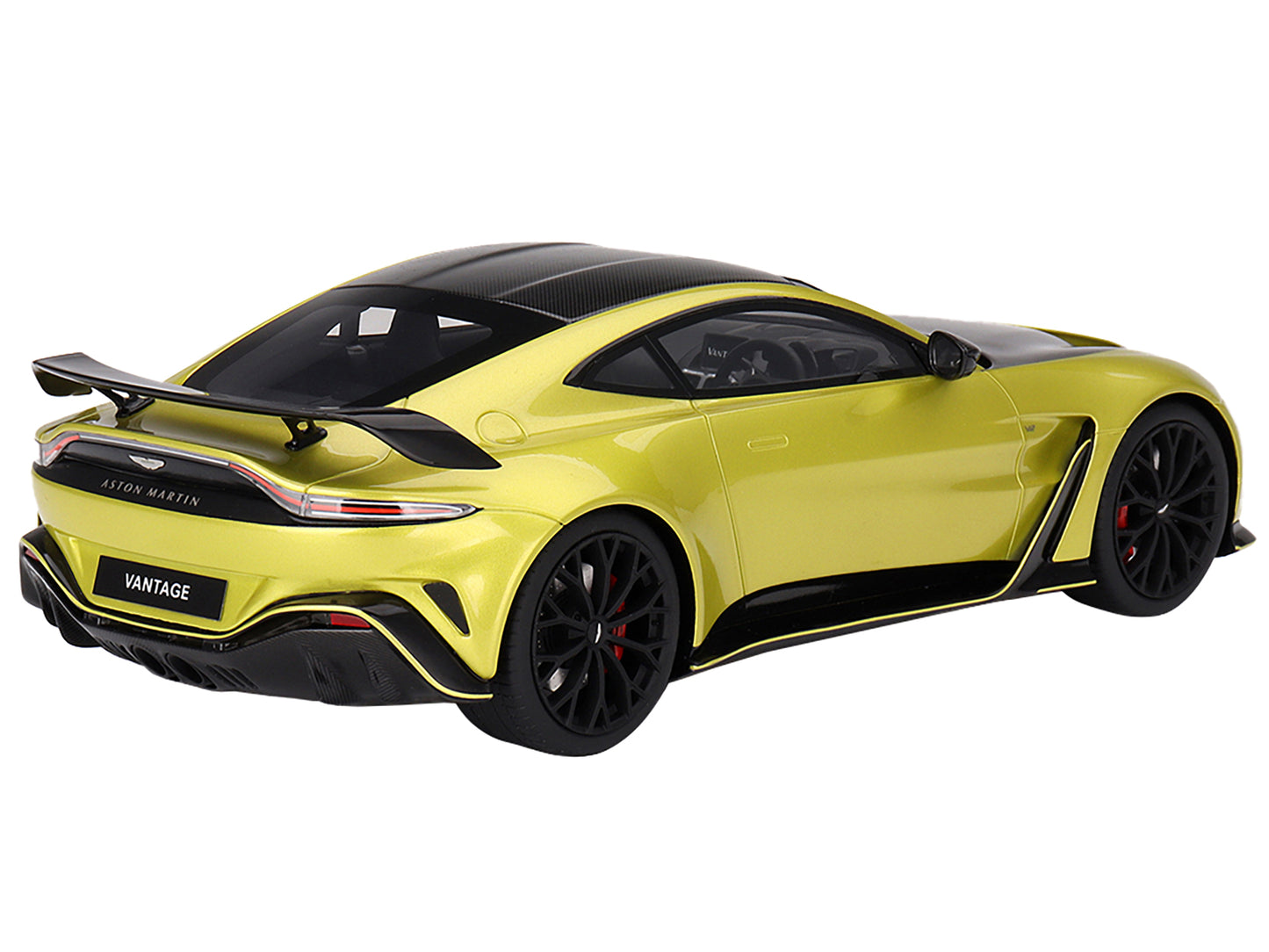 2022 Aston Martin V12 Vantage RHD (Right Hand Drive) Cosmopolitan Yellow with Black Hood and Top 1/18 Model Car by Top Speed-DiecastModeler.com