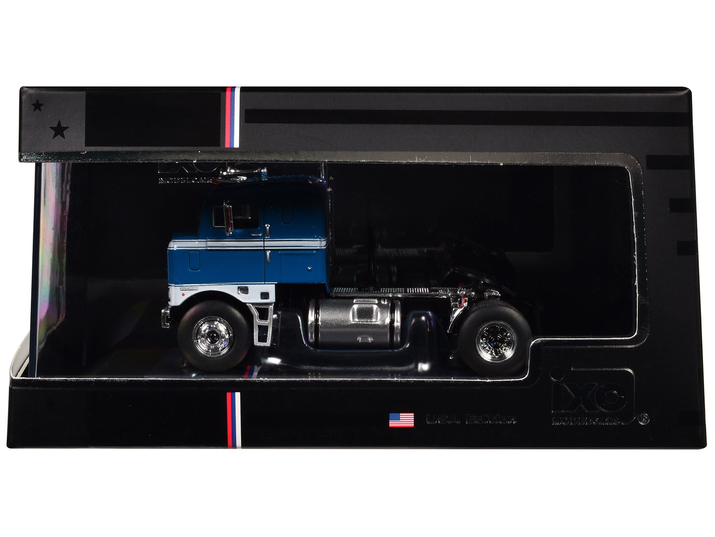 1950 Kenworth Bullnose Truck Tractor Blue with White Stripes 1/64 Diecast Model by IXO Models