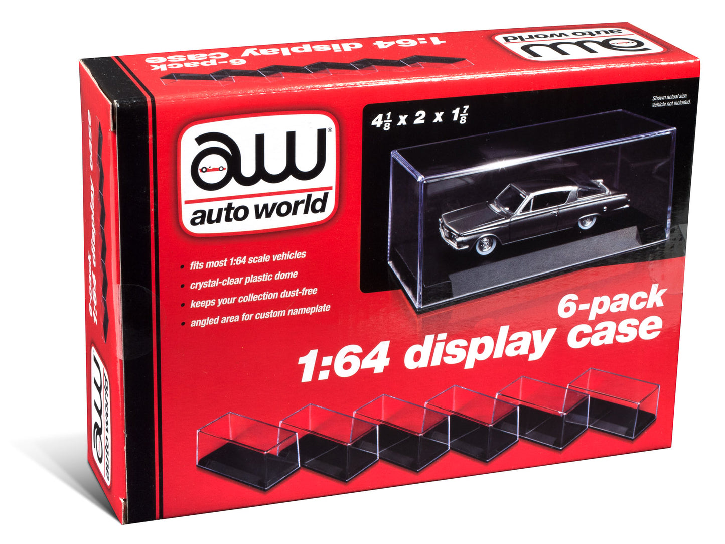 6 Collectible Display Show Cases for 1/64 Scale Model Cars by Auto World