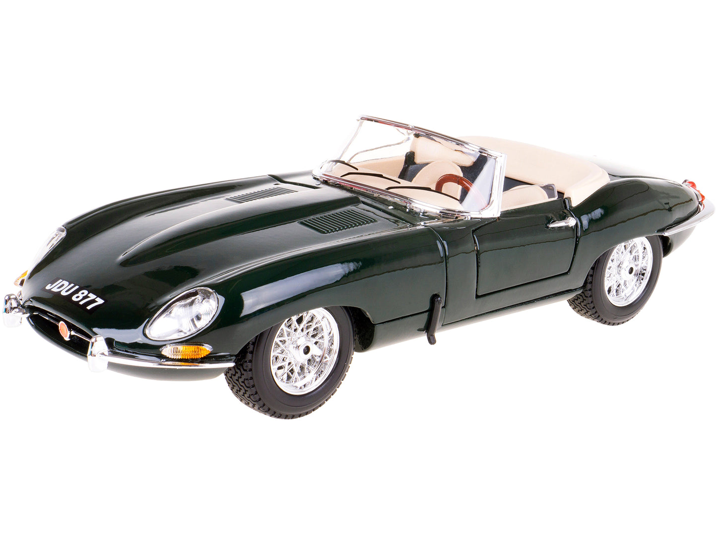 1961 Jaguar E Type Convertible Green 1/18 Diecast Model Car by Bburago
