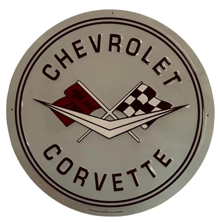 Chevrolet Corvette Sign 24 inch Round-DiecastModeler.com