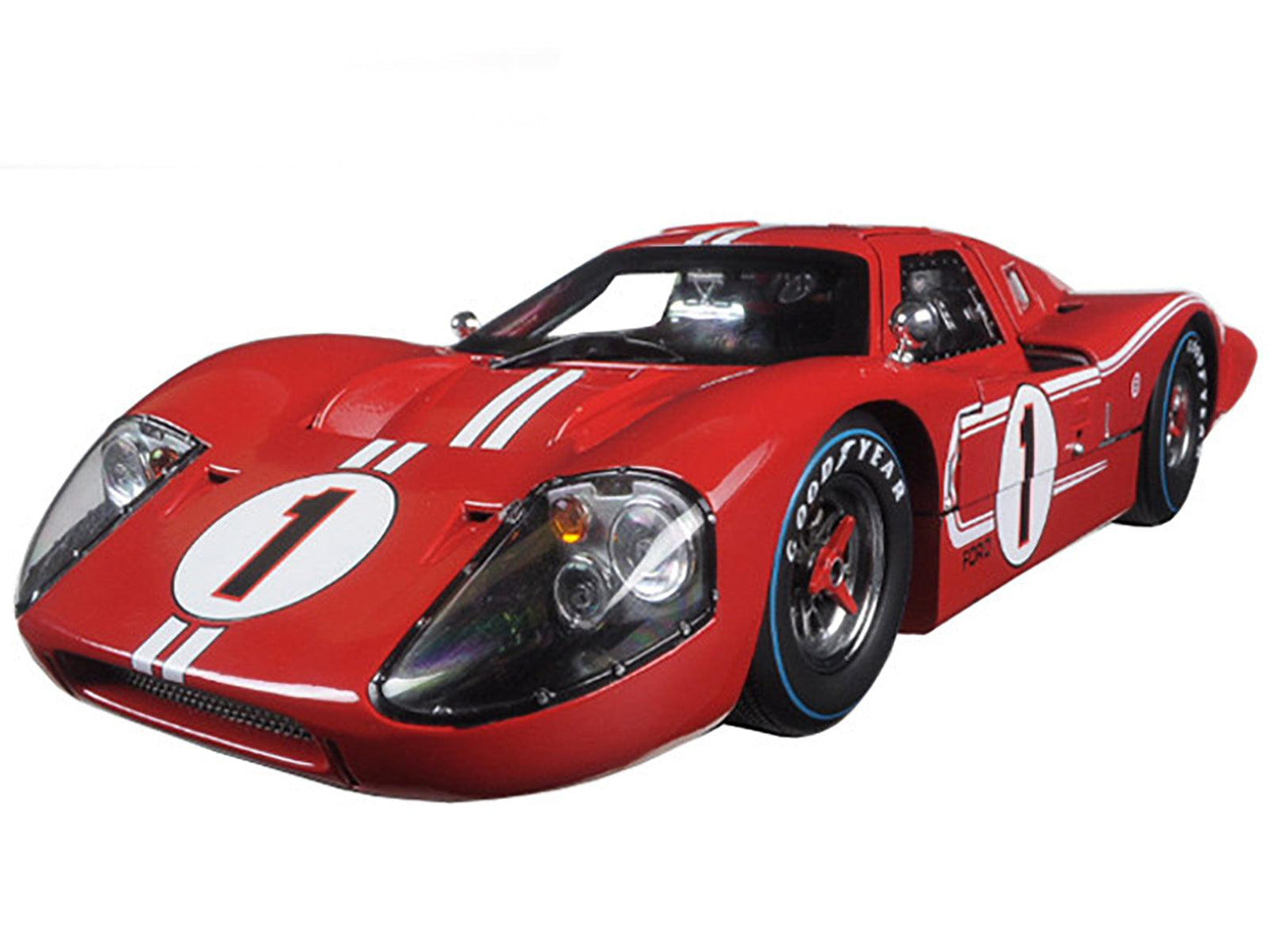 Ford GT MK IV #1 Red with White Stripes 24H of Le Mans (1967) 1/18 Diecast Model Car by Shelby Collectibles-DiecastModeler.com