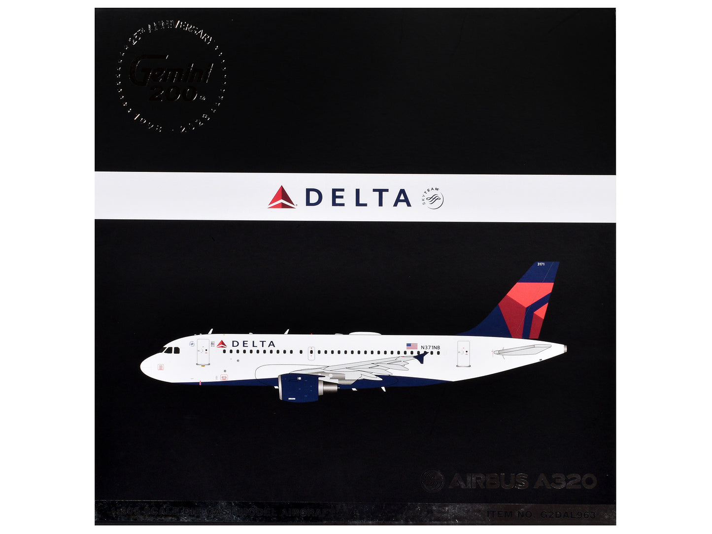 Airbus A320 Commercial Aircraft "Delta Air Lines" (N376NW) White with Red and Blue Tail "Gemini 200" Series 1/200 Diecast Model Airplane by GeminiJets-DiecastModeler.com