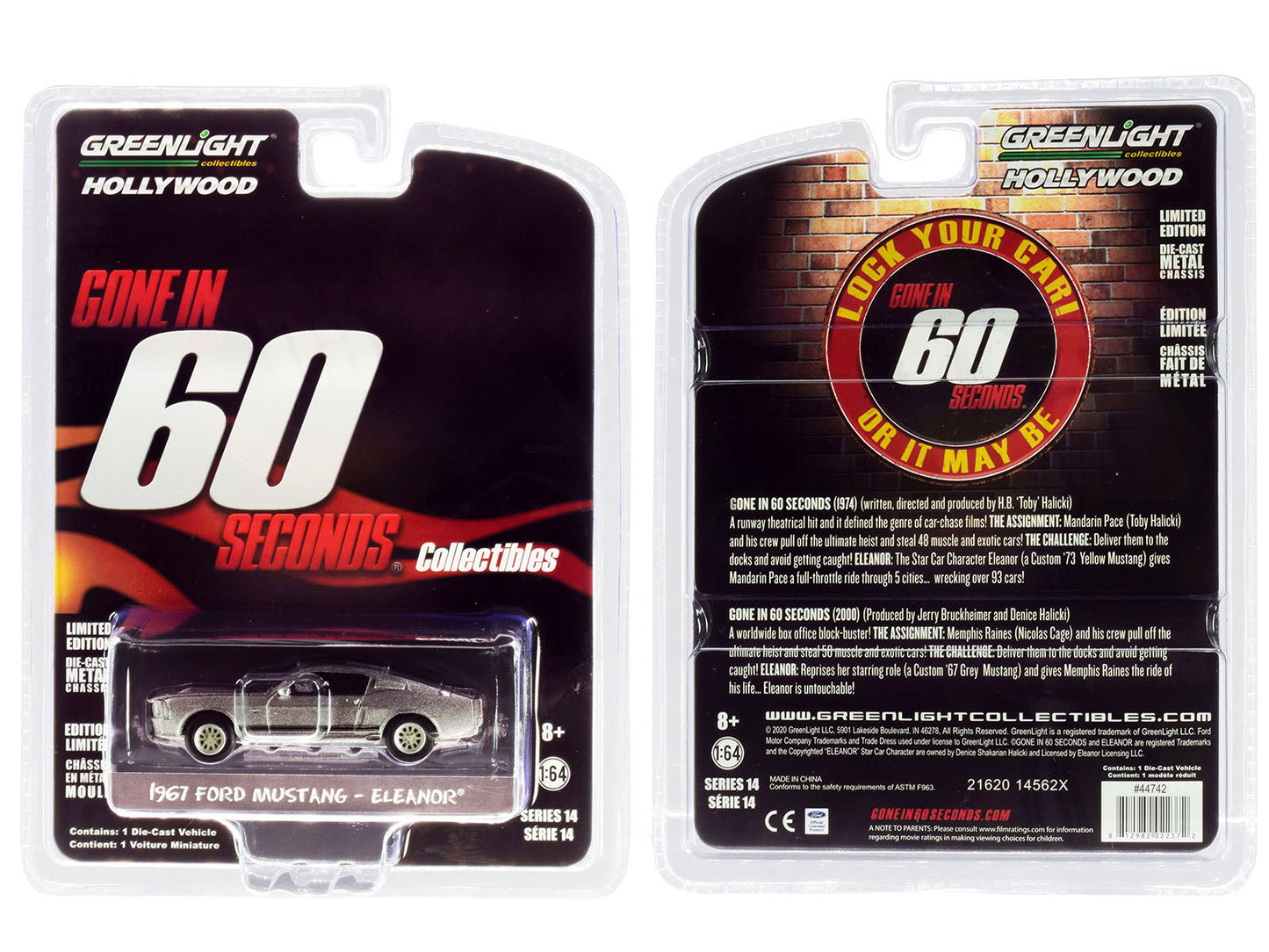 1967 Ford Mustang Custom "Eleanor" "Gone in 60 Sixty Seconds" (2000) Movie 1/64 Diecast Car Model by Greenlight
