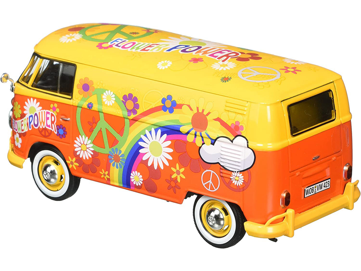 Volkswagen Type 2 (T1) Delivery Van Flower Power 1/24 Diecast Car Model by Motormax