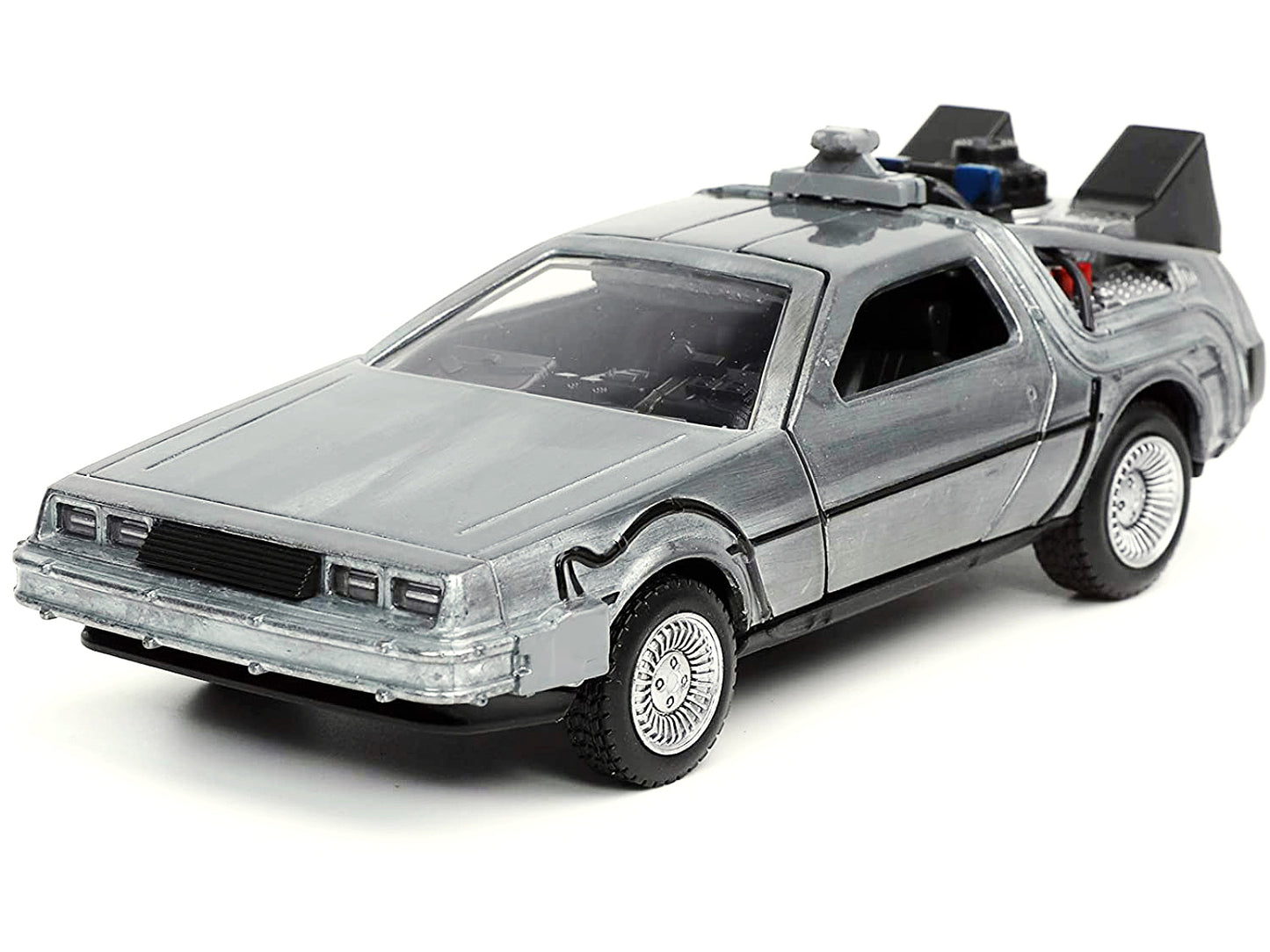 DeLorean DMC (Time Machine) Brushed Metal "Back to the Future Part I" (1985) Movie "Hollywood Rides" Series 1/32 Diecast Model Car by Jada