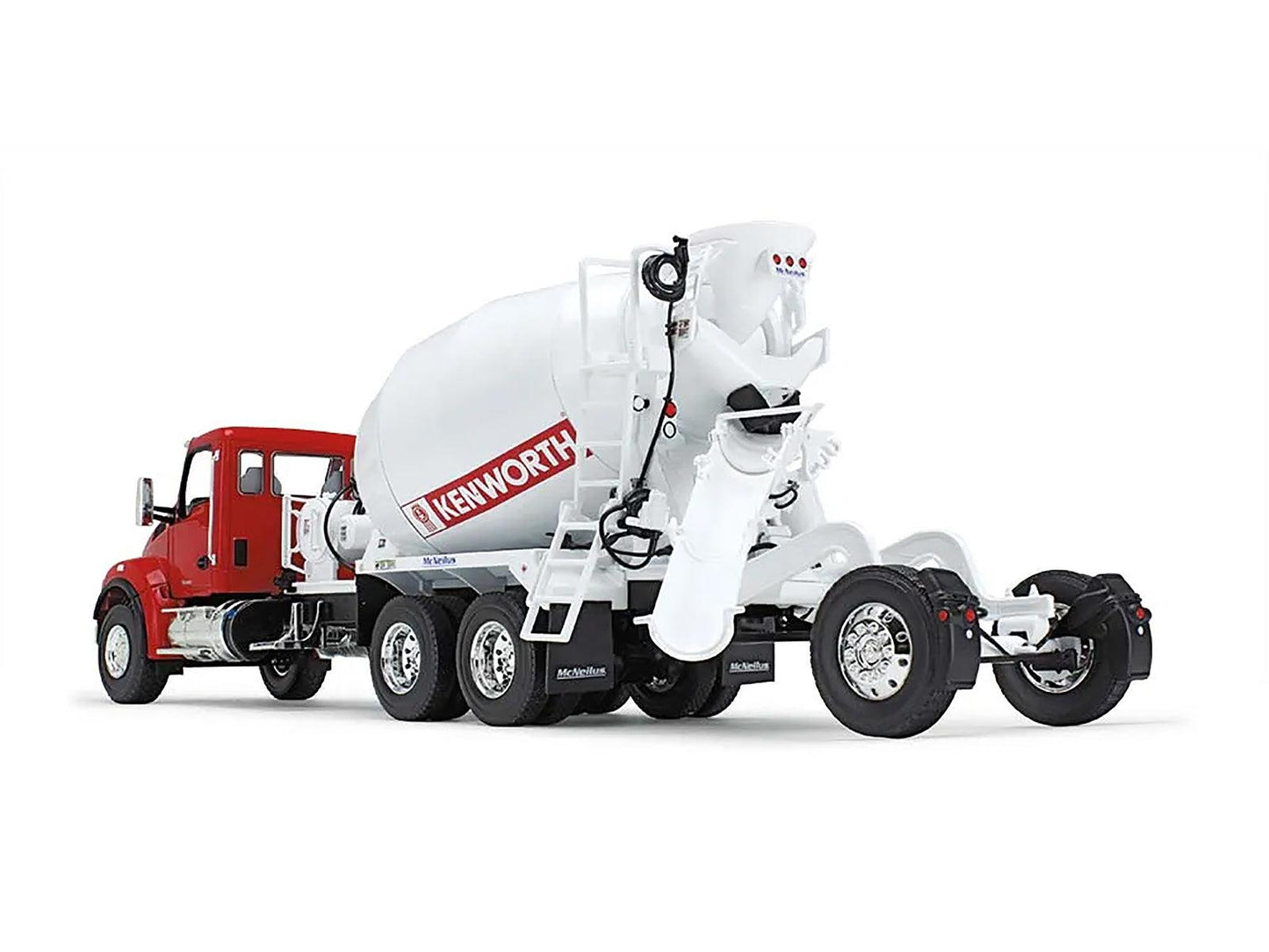 Kenworth T880S Truck with McNeilus Bridgemaster Cement Mixer Red and White 1/34 Diecast Model by First Gear-DiecastModeler.com