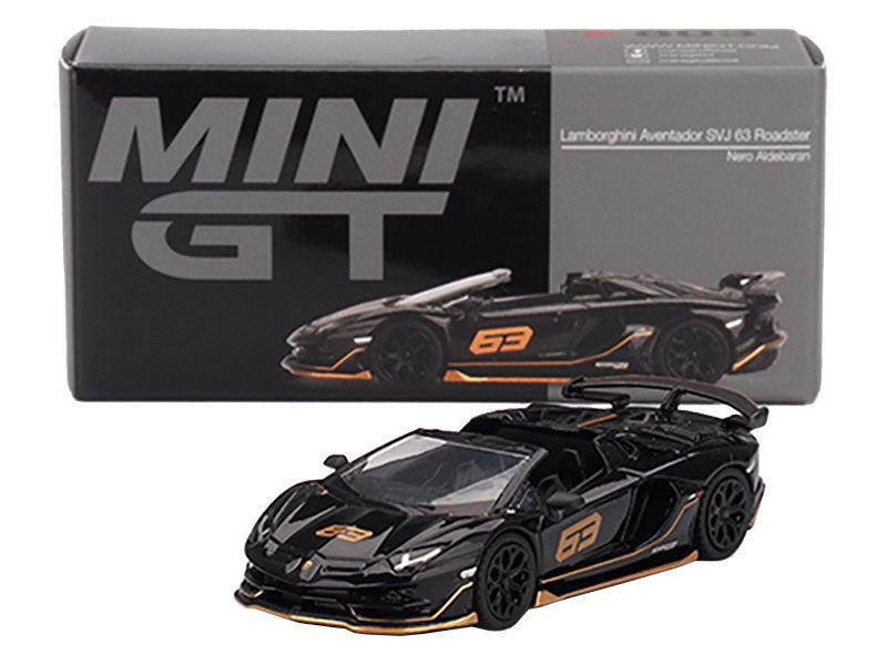 Lamborghini Aventador SVJ 63 Roadster Nero Aldebaran Black Limited Edition 1/64 Diecast Model Car by Mini GT-DiecastModeler.com