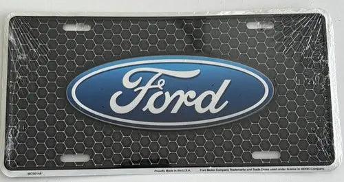 License Plate: Ford w/Black background - Sign-DiecastModeler.com