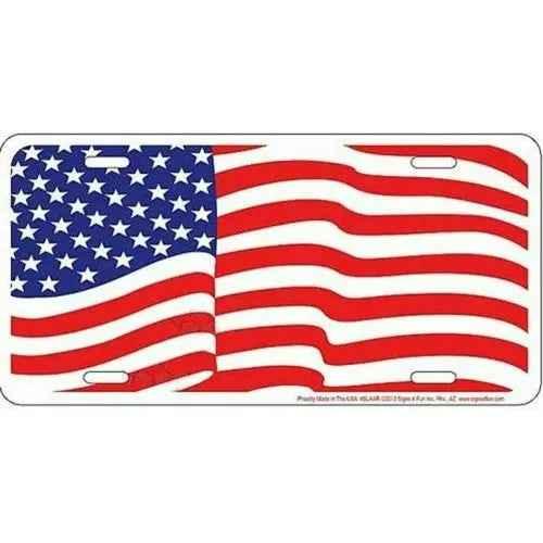 License Plate: US Flag Waving Sign-DiecastModeler.com