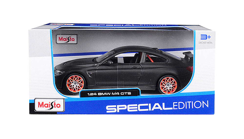 BMW M4 GTS Gray with Carbon Top and Orange Wheels 1/24 Diecast Model Car by Maisto-DiecastModeler.com
