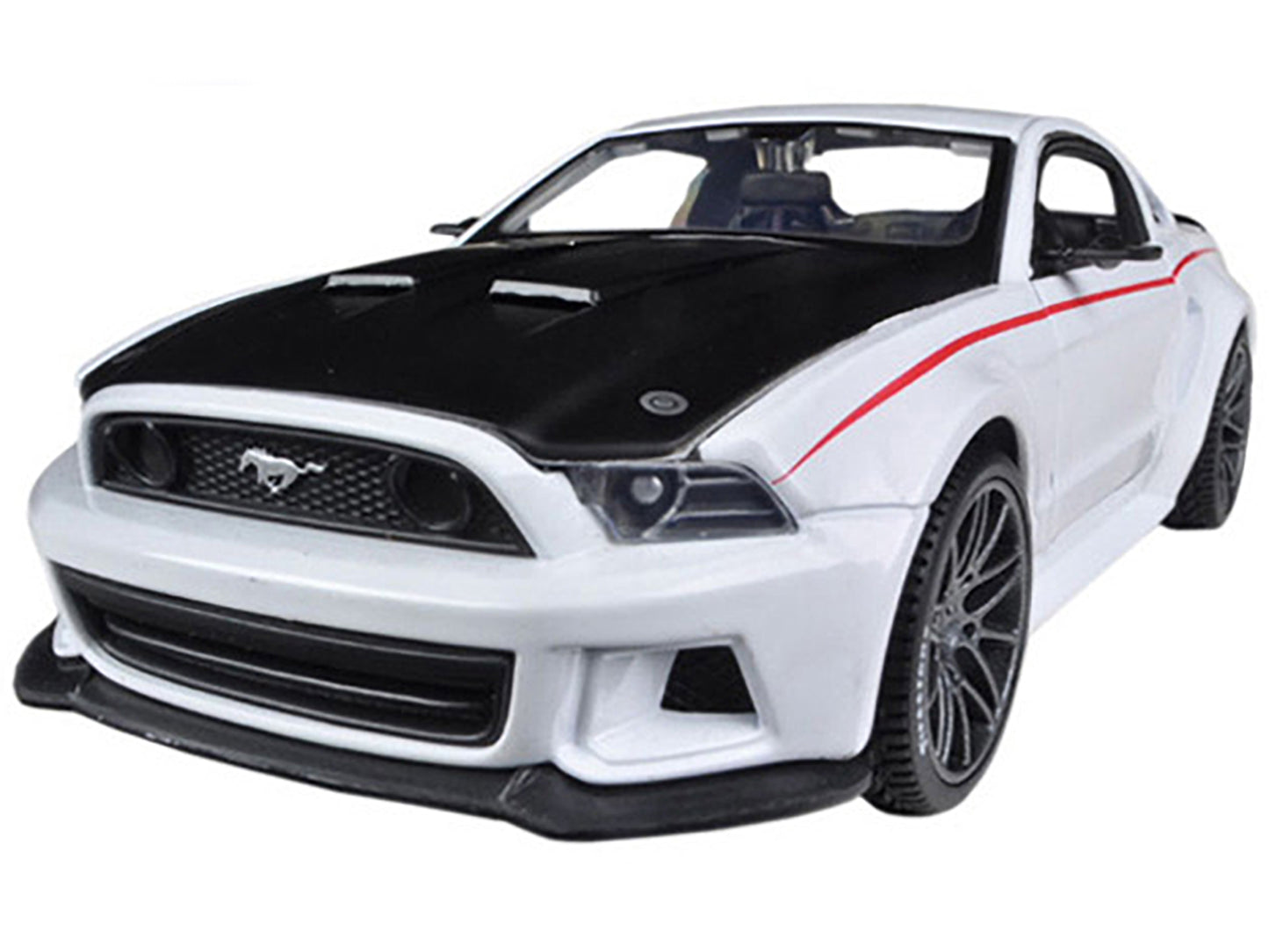 2014 Ford Mustang "Street Racer" White with Black Hood "Special Edition" Series 1/24 Diecast Model Car by Maisto