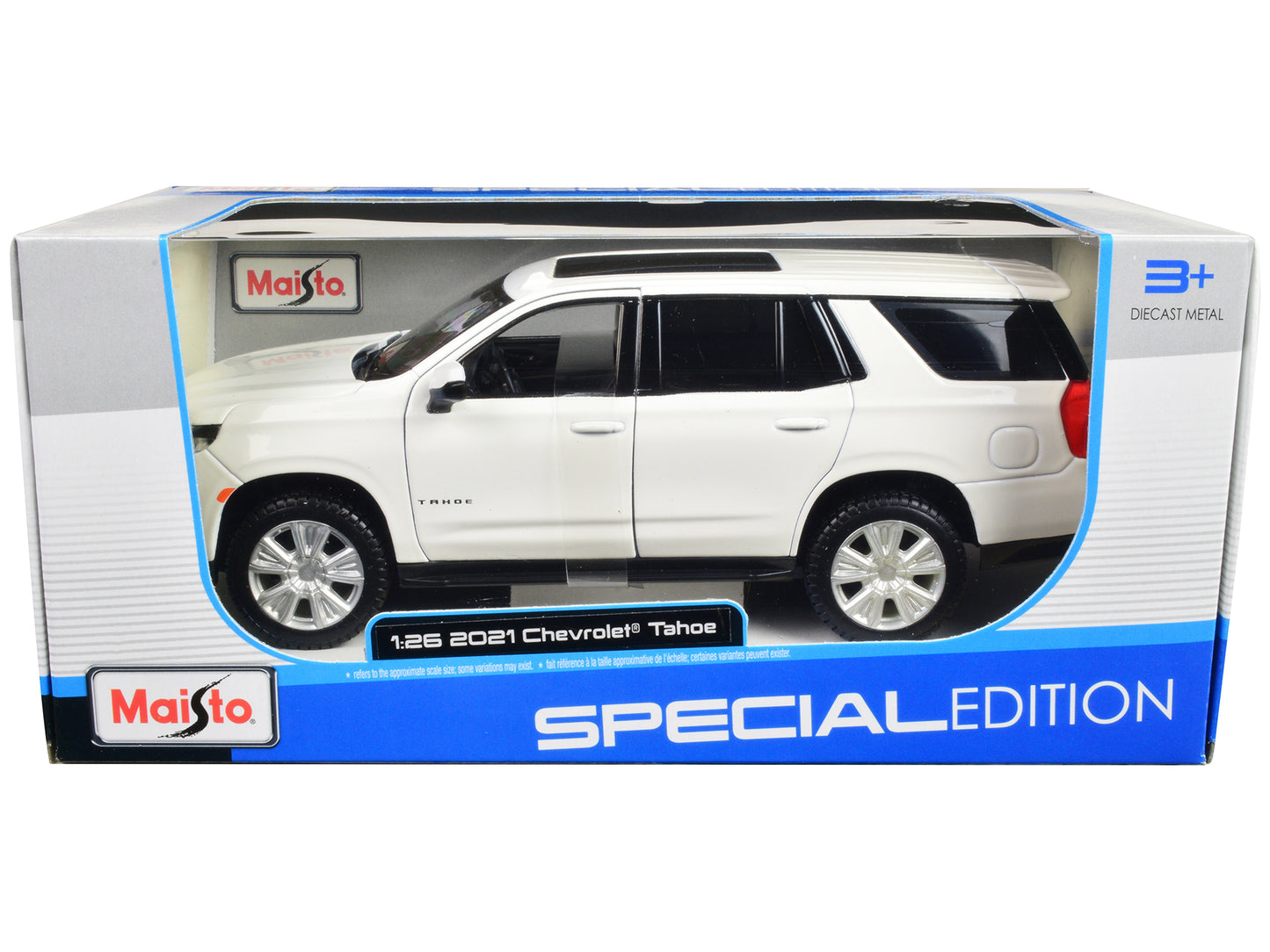 2021 Chevrolet Tahoe White with Sunroof "Special Edition" 1/26 Diecast Model Car by Maisto