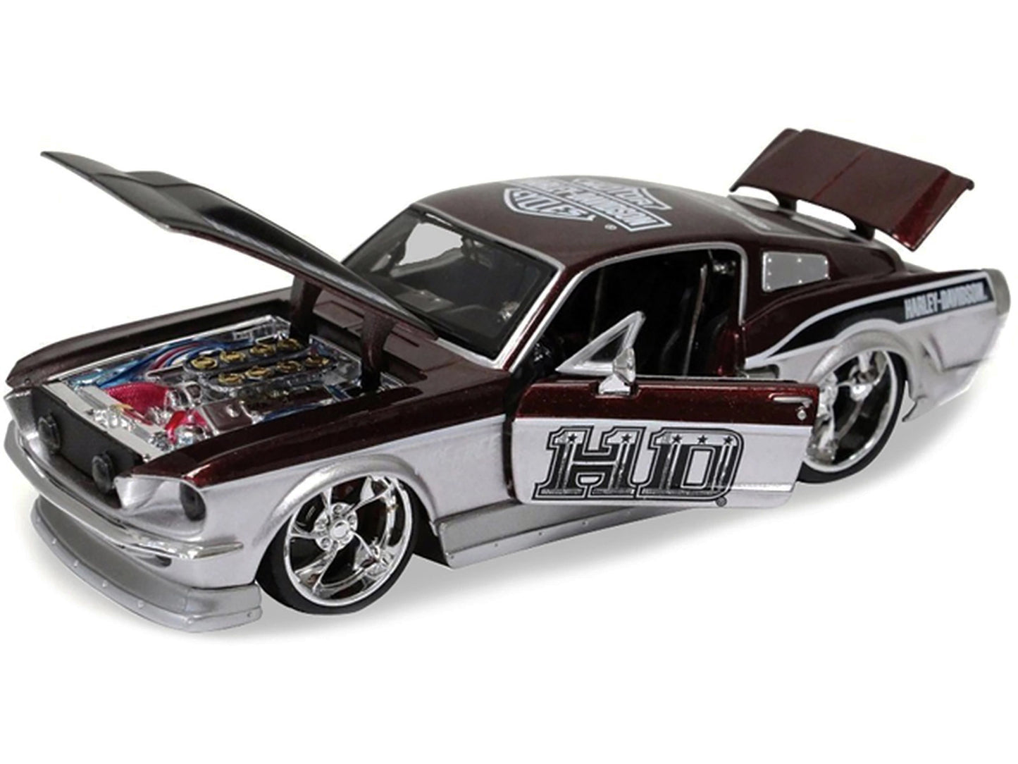 1967 Ford Mustang GT Red and Silver "Harley Davidson" 1/24 Diecast Model Car by Maisto