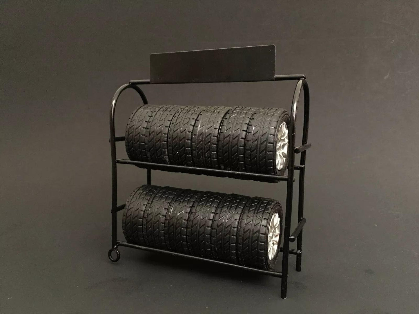 Metal Tire Rack with Rims and Tires for 1/18 Scale Models by American Diorama-DiecastModeler.com