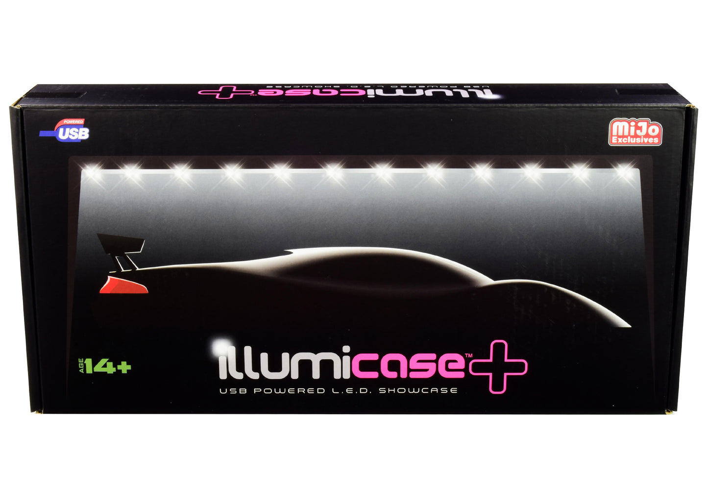 Black Collectible Display Show Case Illumicase+ with LED Lights and Mirror Base and Back for 1/64 1/43 1/32 1/24 1/18 Scale Models by Illumibox-DiecastModeler.com