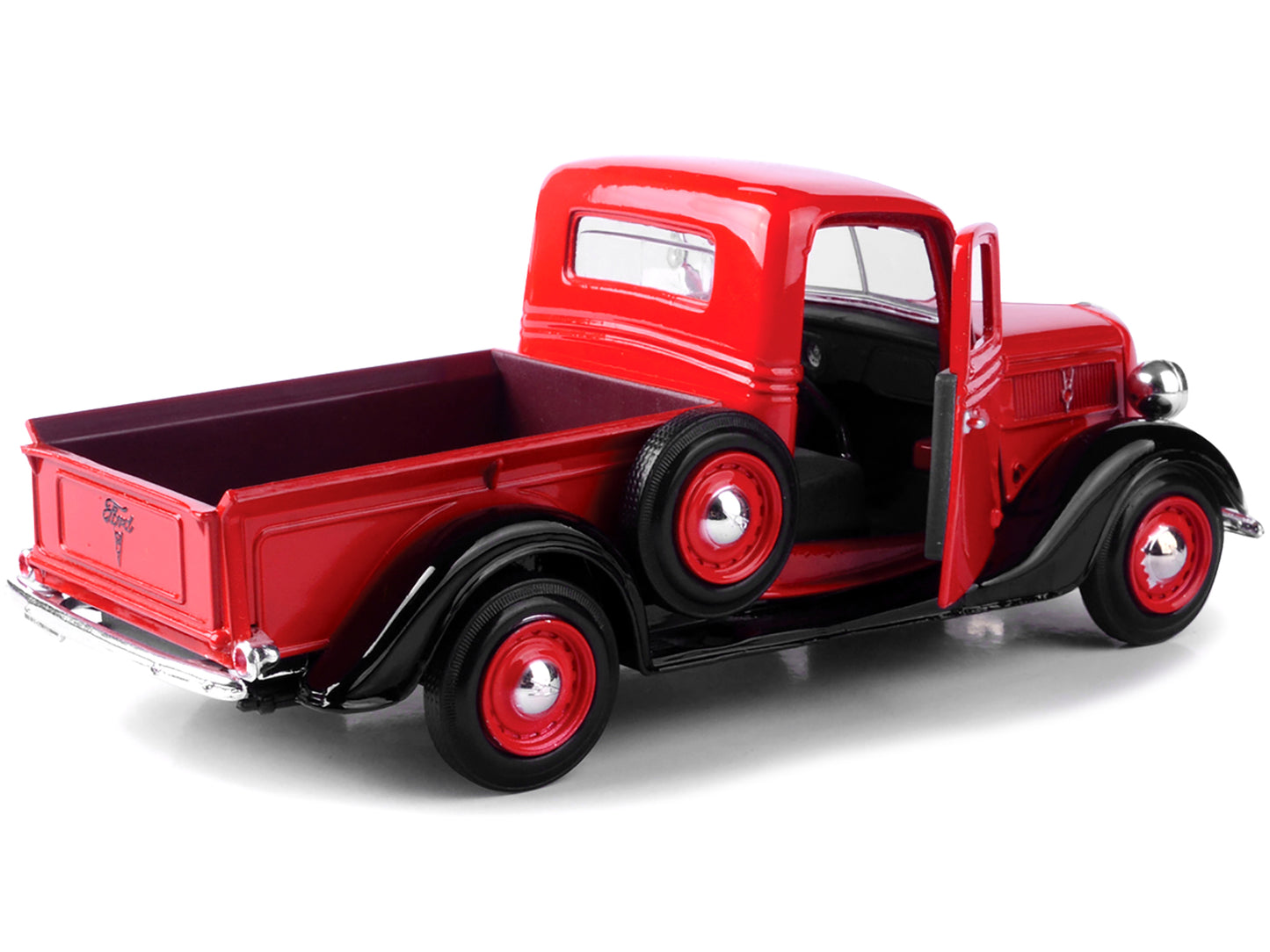1937 Ford Pickup Truck Red and Black 1/24 Diecast Model Car by Motormax