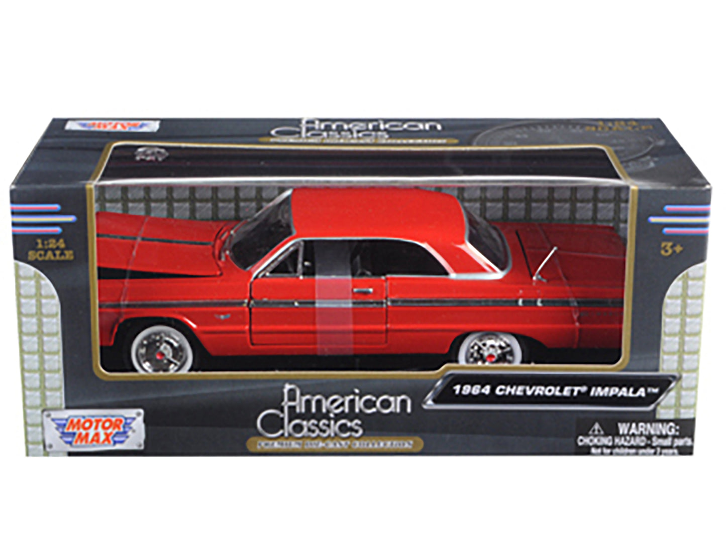 1964 Chevrolet Impala Red 1/24 Diecast Model Car by Motormax