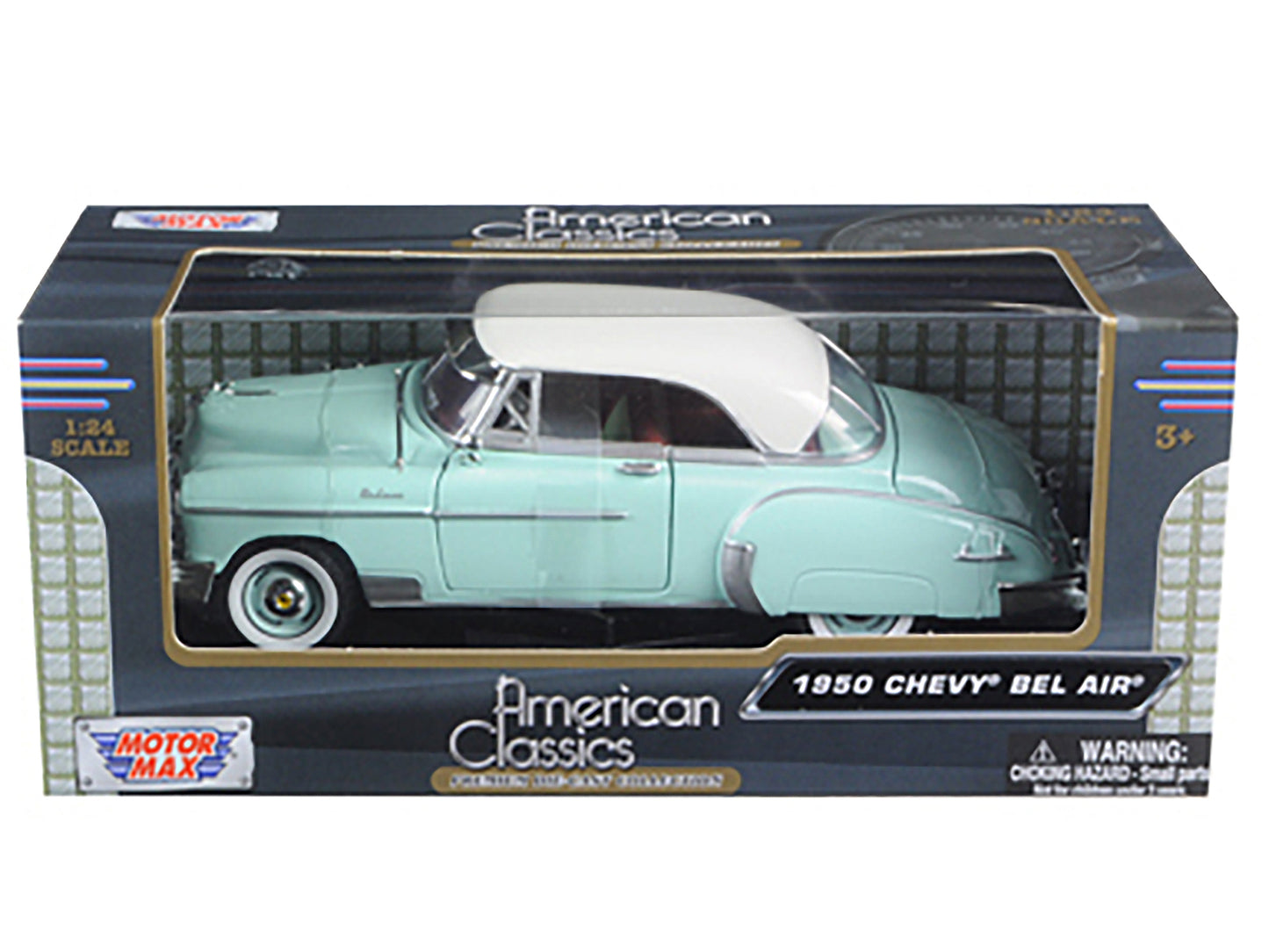 1950 Chevrolet Bel Air Green with Cream Top 1/24 Diecast Model Car by Motormax-DiecastModeler.com
