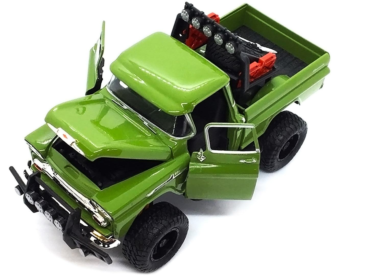 1958 Chevrolet Apache Fleetside Pickup Truck Off Road Green 1/24 Diecast Model by Motormax-DiecastModeler.com