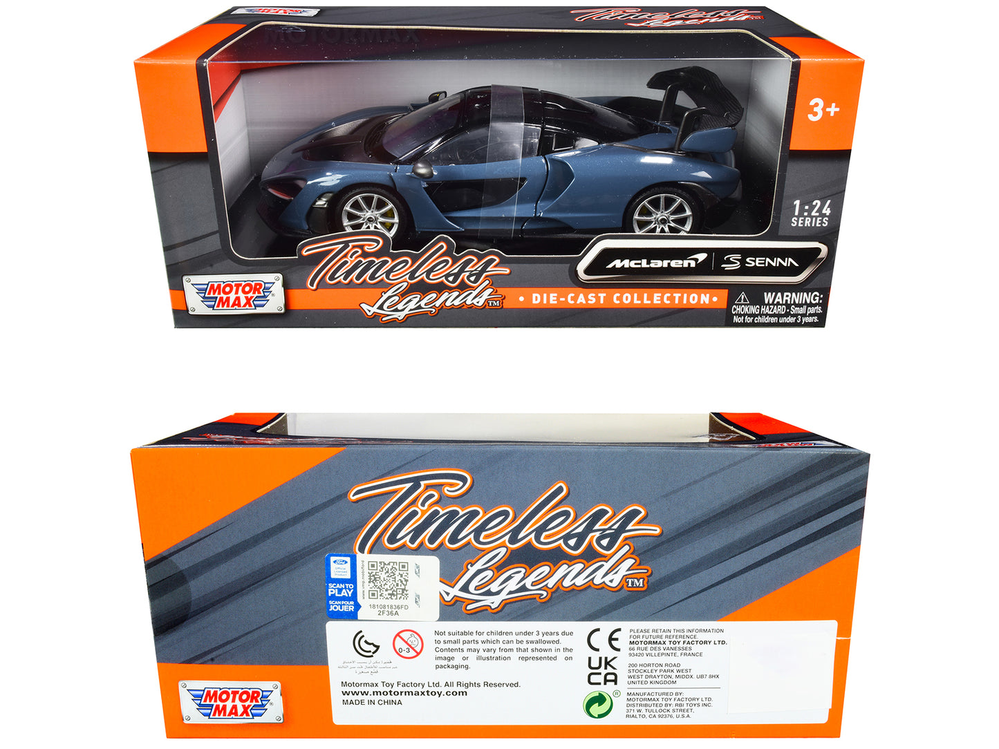 McLaren Senna Gray Metallic and Black "Timeless Legends" 1/24 Diecast Model Car by Motormax-DiecastModeler.com