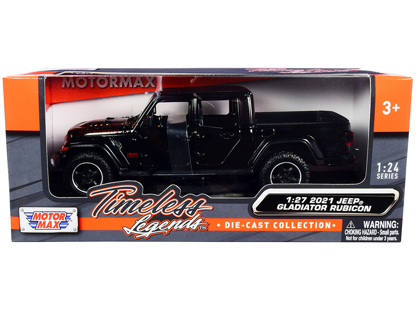 2021 Jeep Gladiator Rubicon (Closed Top) Pickup Truck Black 1/24-1/27 Diecast Model Car by Motormax-DiecastModeler.com