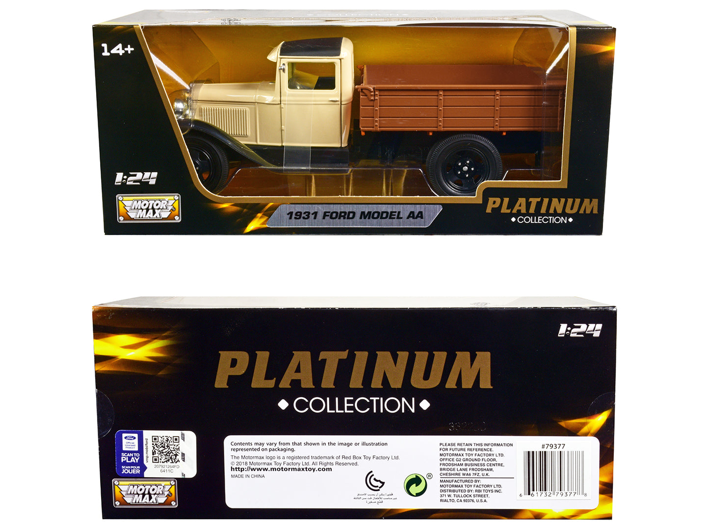 1931 Ford Model AA Pickup Truck Cream and Black "Platinum Collection" Series 1/24 Diecast Model Car by Motormax