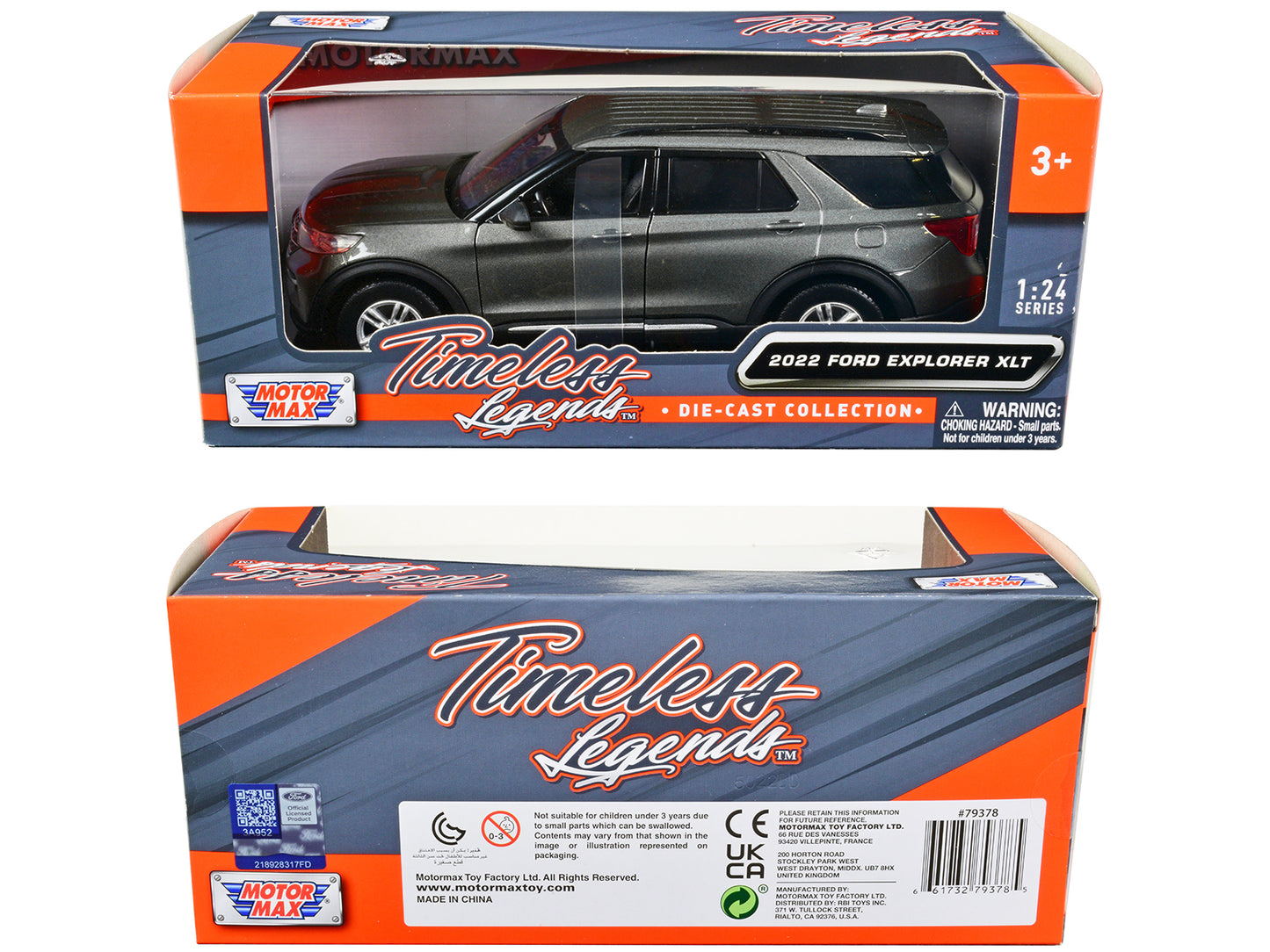 2022 Ford Explorer XLT Gray Metallic "Timeless Legends" Series 1/24 Diecast Model Car by Motormax-DiecastModeler.com