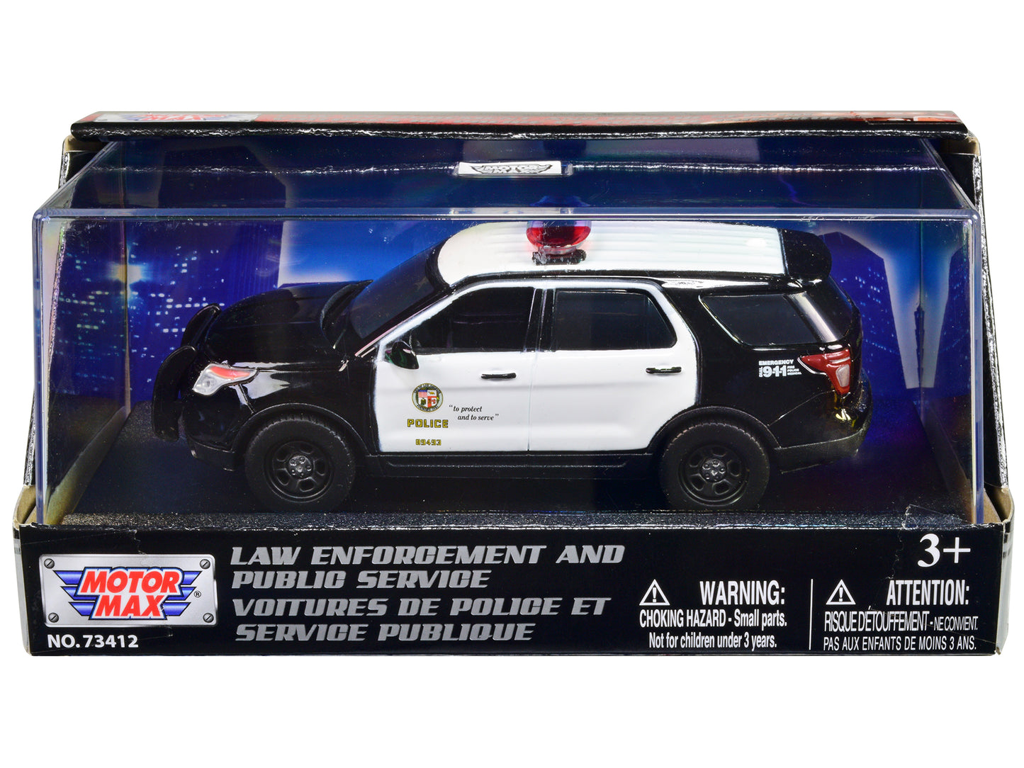 2015 Ford Police Interceptor Utility Black and White "LAPD (Los Angeles Police Department)" 1/43 Diecast Model Car by Motormax-DiecastModeler.com
