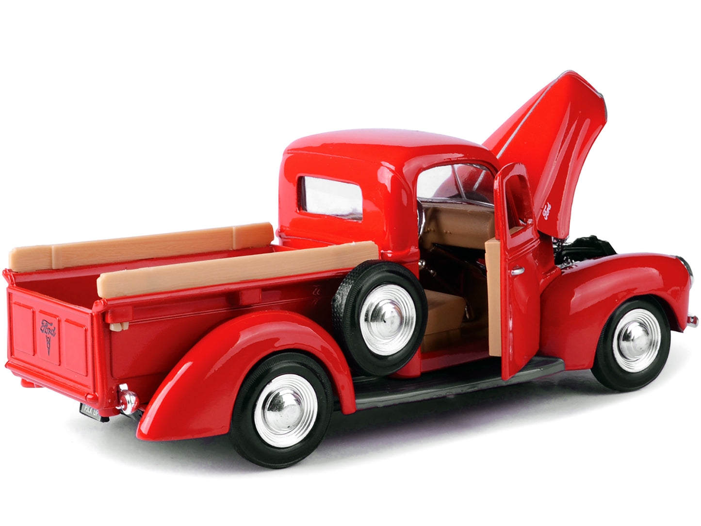 1940 Ford Pickup Truck Red 1/24 Diecast Model Car by Motormax-DiecastModeler.com