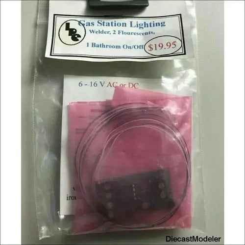 Model railroad, gas station lighting, welder-DiecastModeler.com