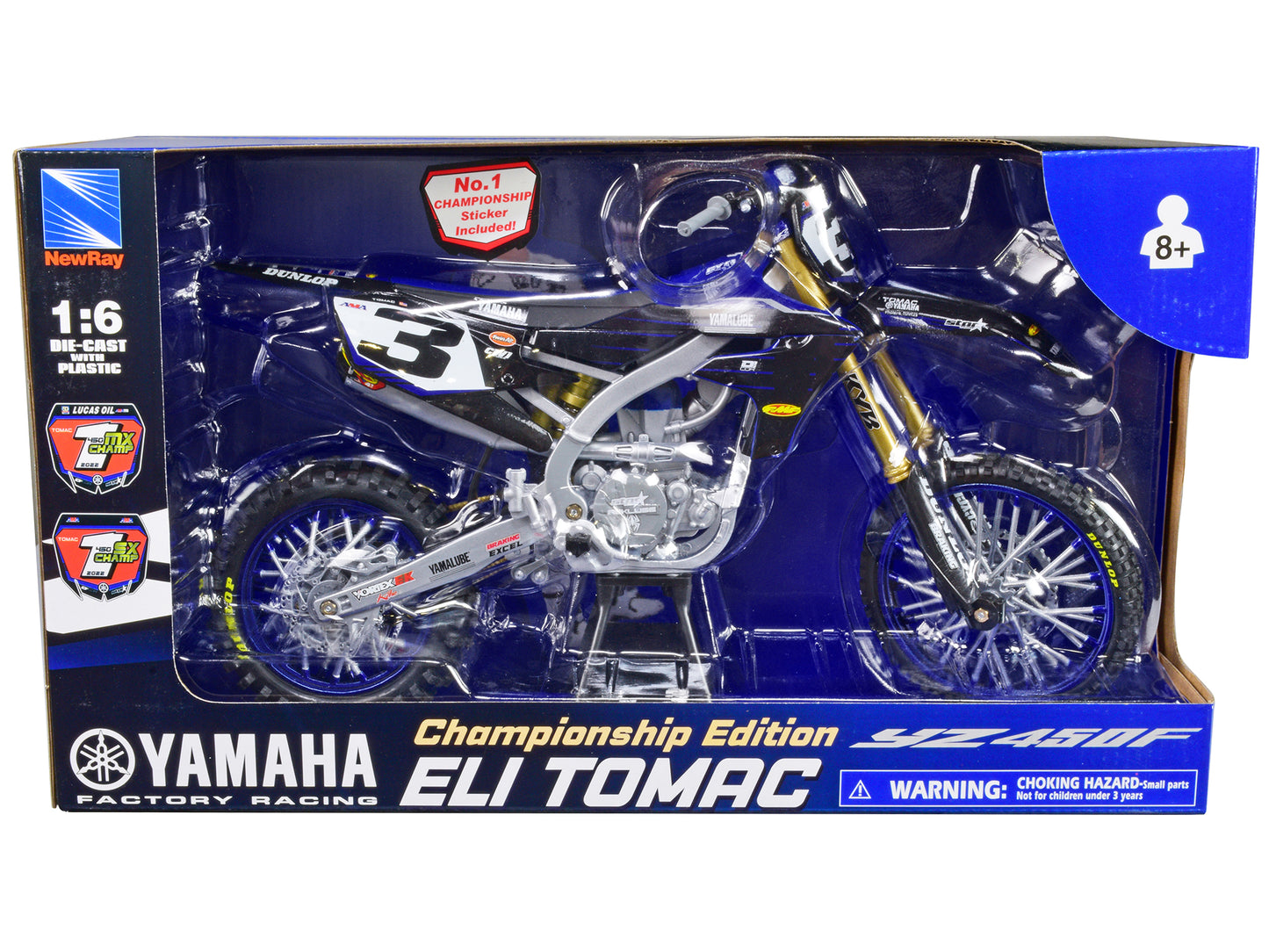 Yamaha YZ450F Motorcycle #3 Eli Tomac "Championship Edition" Yamaha Factory Racing 1/6 Diecast Model by New Ray-DiecastModeler.com