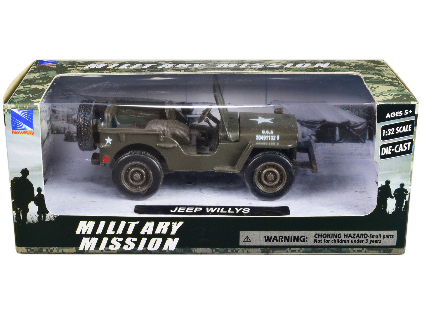 Jeep Willys U.S.A. Army Green 1/32 Diecast Model Car by New Ray-DiecastModeler.com