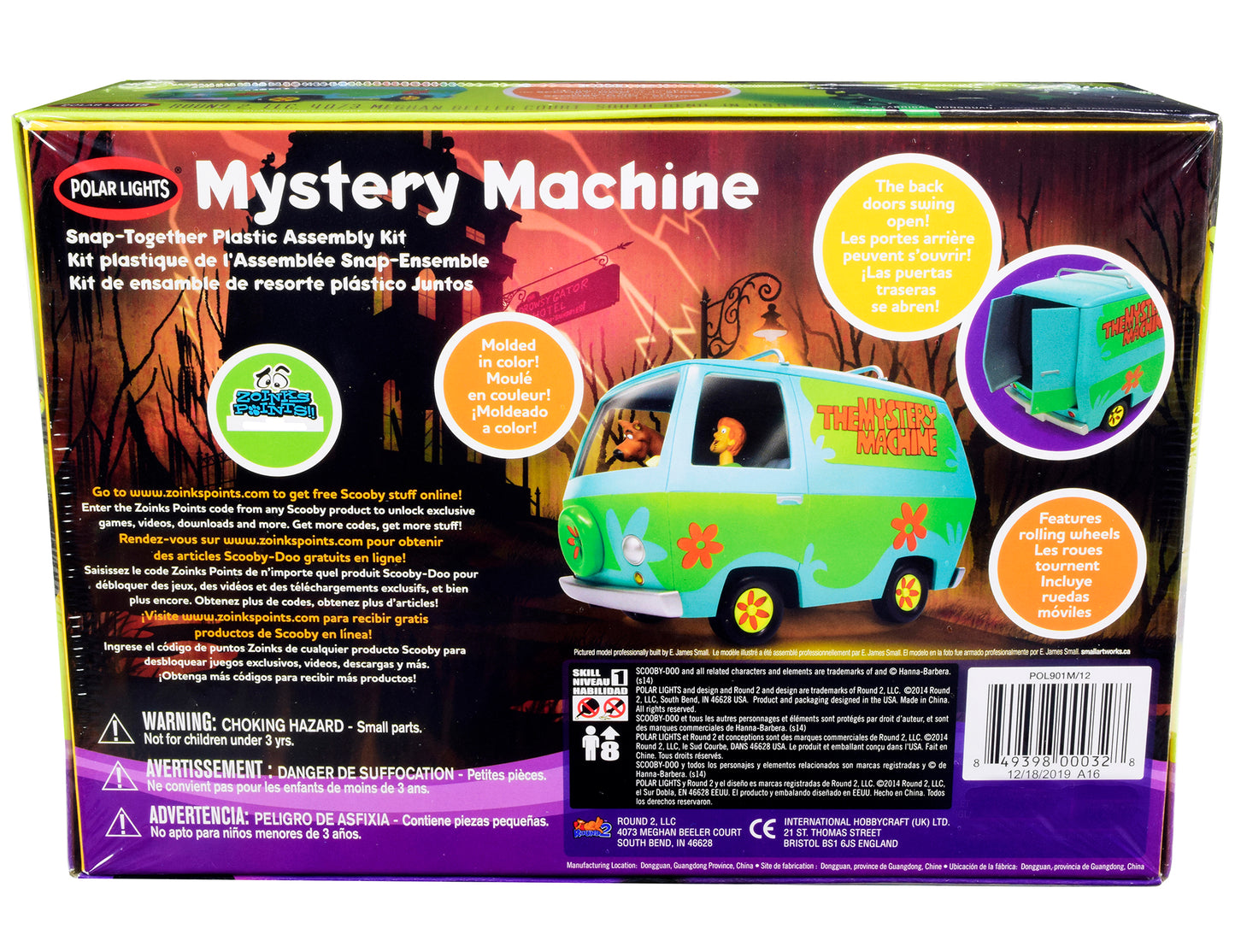 Skill 1 Snap Model Kit The Mystery Machine with Two Figurines (Scooby-Doo and Shaggy) 1/25 Scale Model by Polar Lights-DiecastModeler.com