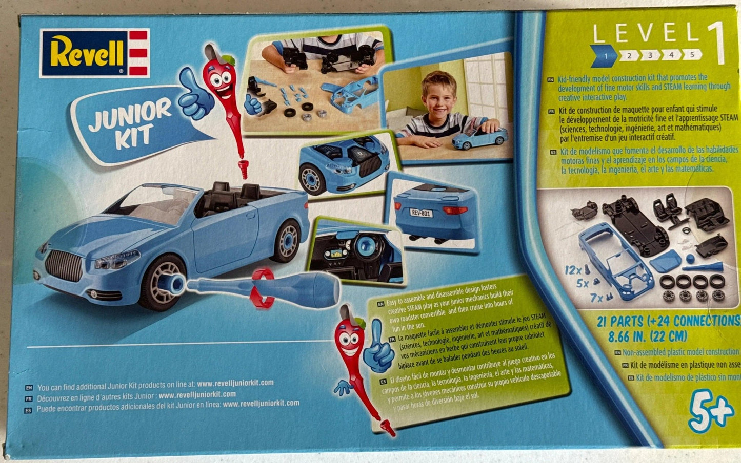 Revell Junior Roadster Convertible Model Kit, Blue-DiecastModeler.com
