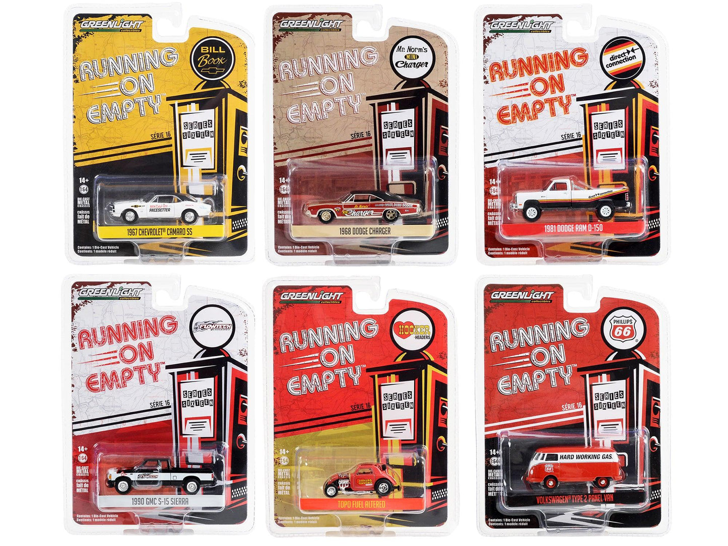 "Running on Empty" 6 piece Set Series 16 1/64 Diecast Model Cars by Greenlight-DiecastModeler.com