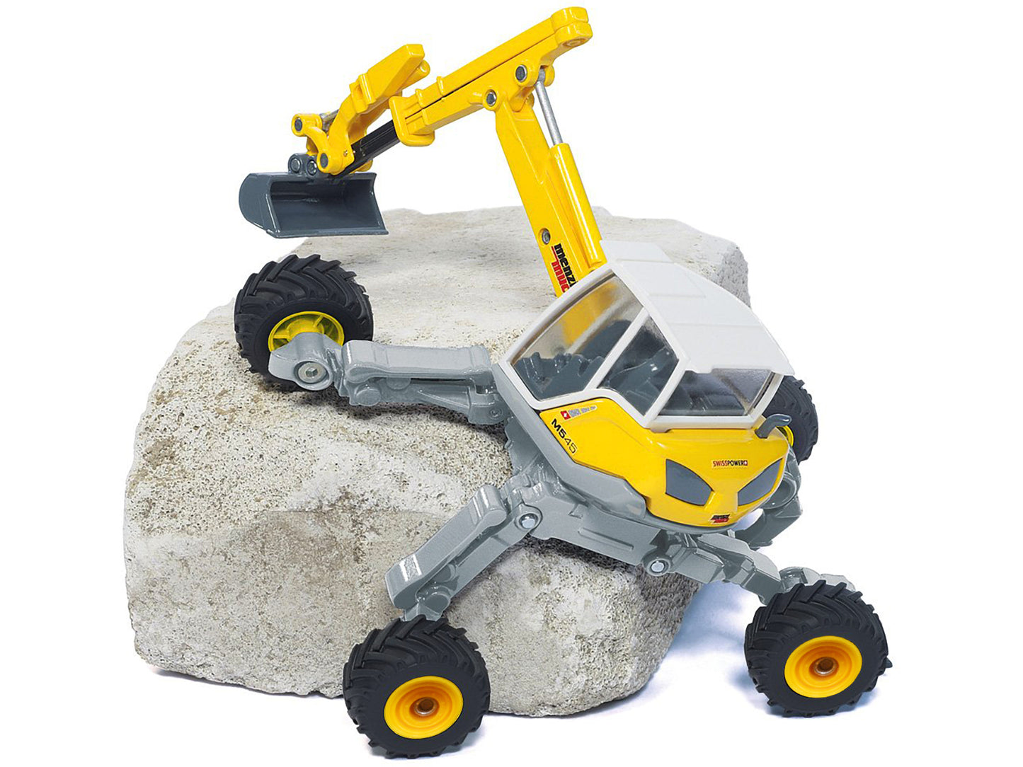 Menzi Muck M545 Walking Excavator Yellow with White Top 1/50 Diecast Model by Siku-DiecastModeler.com
