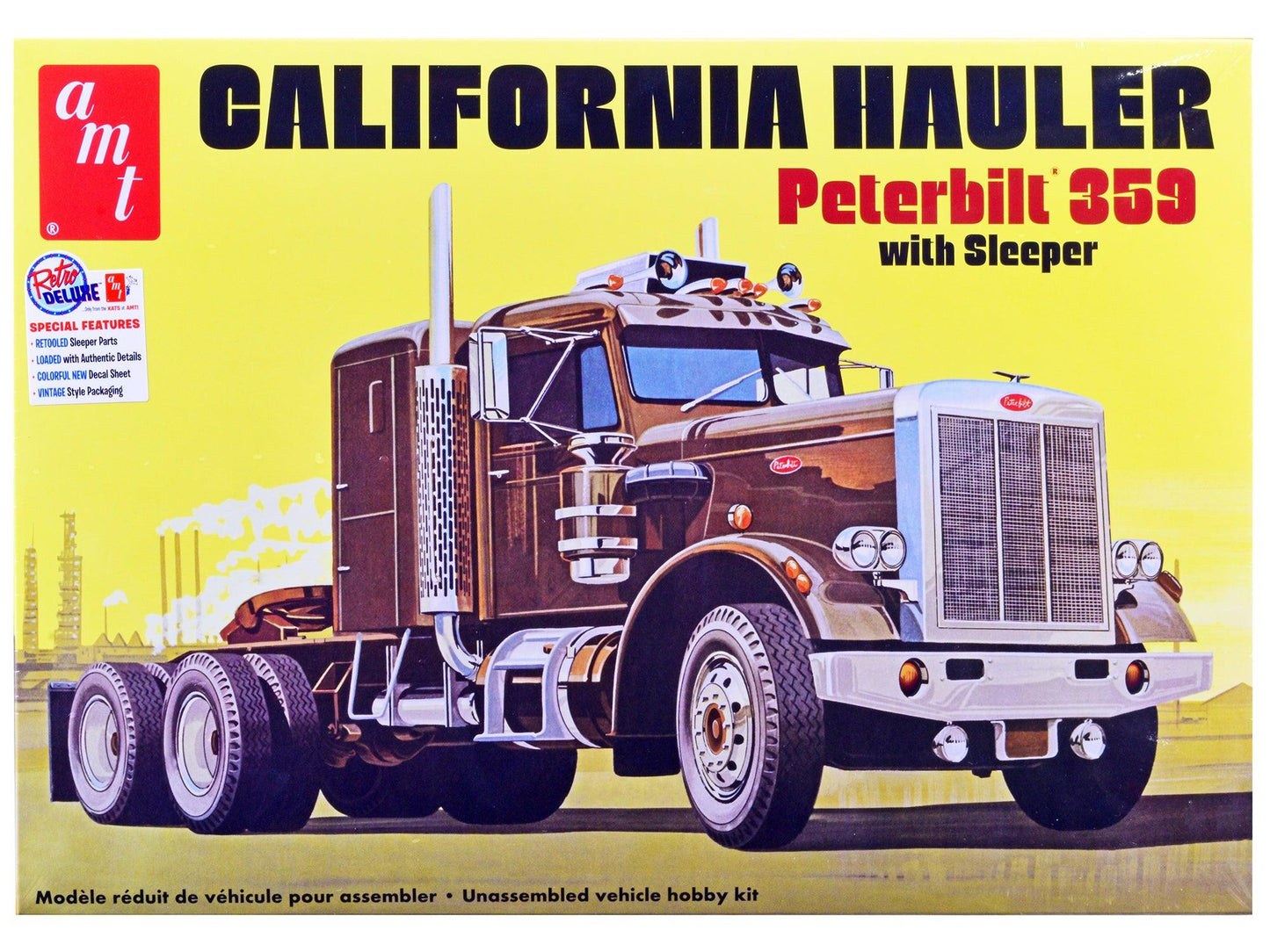Skill 3 Model Kit Peterbilt 359 California Hauler with Sleeper Cab 1/25 Scale Model by AMT-DiecastModeler.com