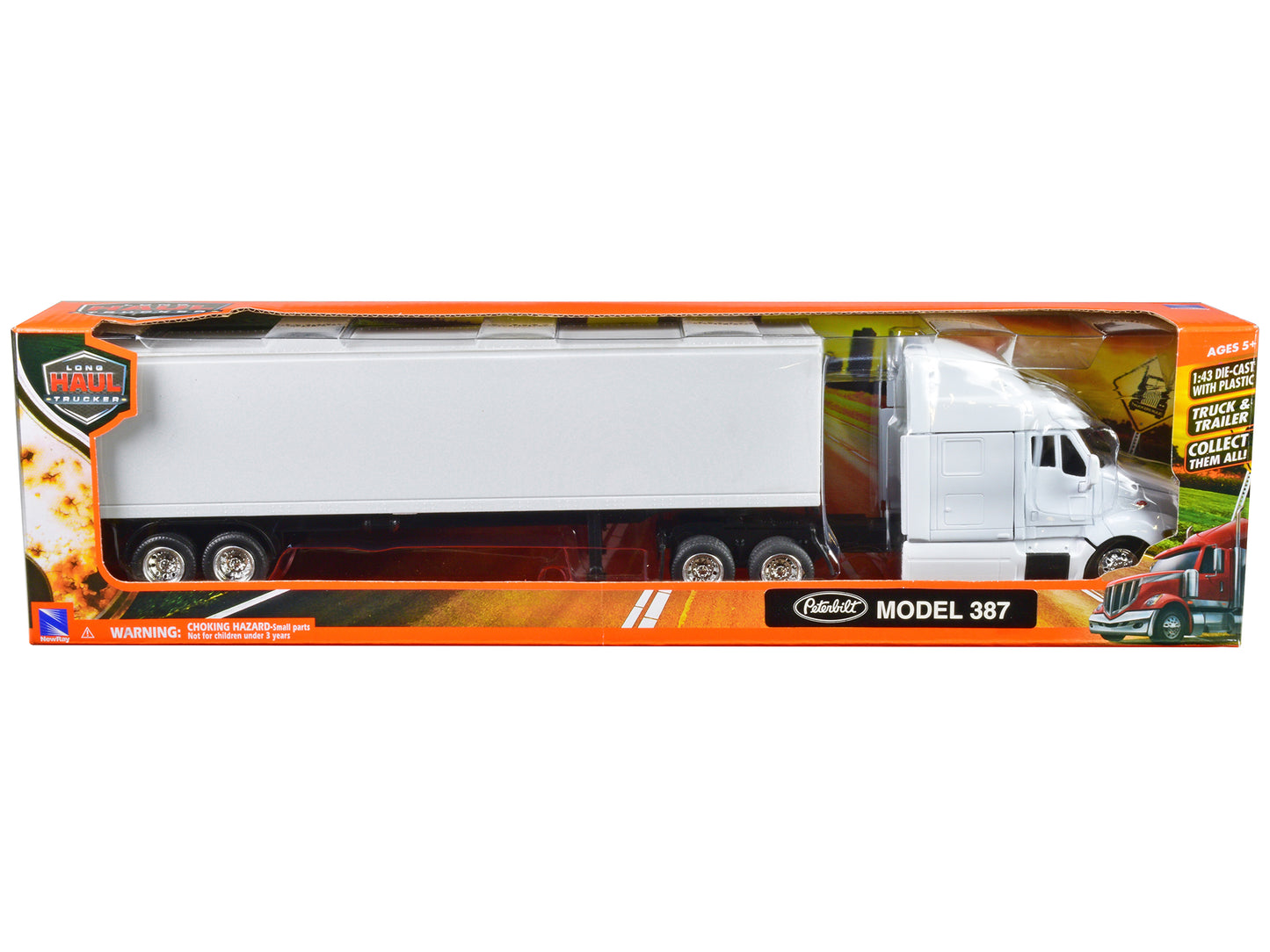 Peterbilt 387 Truck with Dry Goods Trailer White "Long Haul Trucker" Series 1/43 Diecast Model by New Ray-DiecastModeler.com
