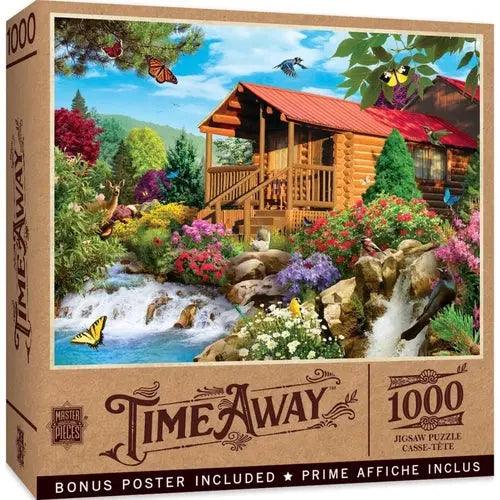TIME AWAY - CASCADING CABIN 1000 PIECE JIGSAW PUZZLE-DiecastModeler.com