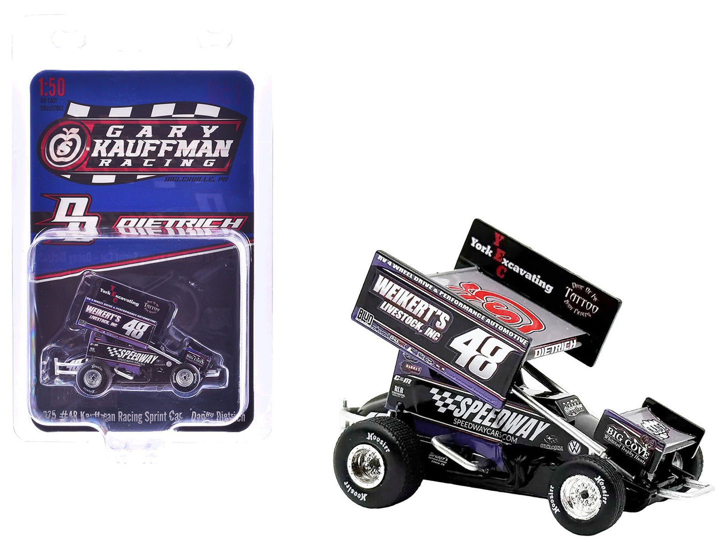 Winged Sprint Car #48 Danny Dietrich "Weikert's Livestock - Speedway Cars" Gary Kauffman Racing (2025) 1/50 Diecast Model Car by ACME-DiecastModeler.com