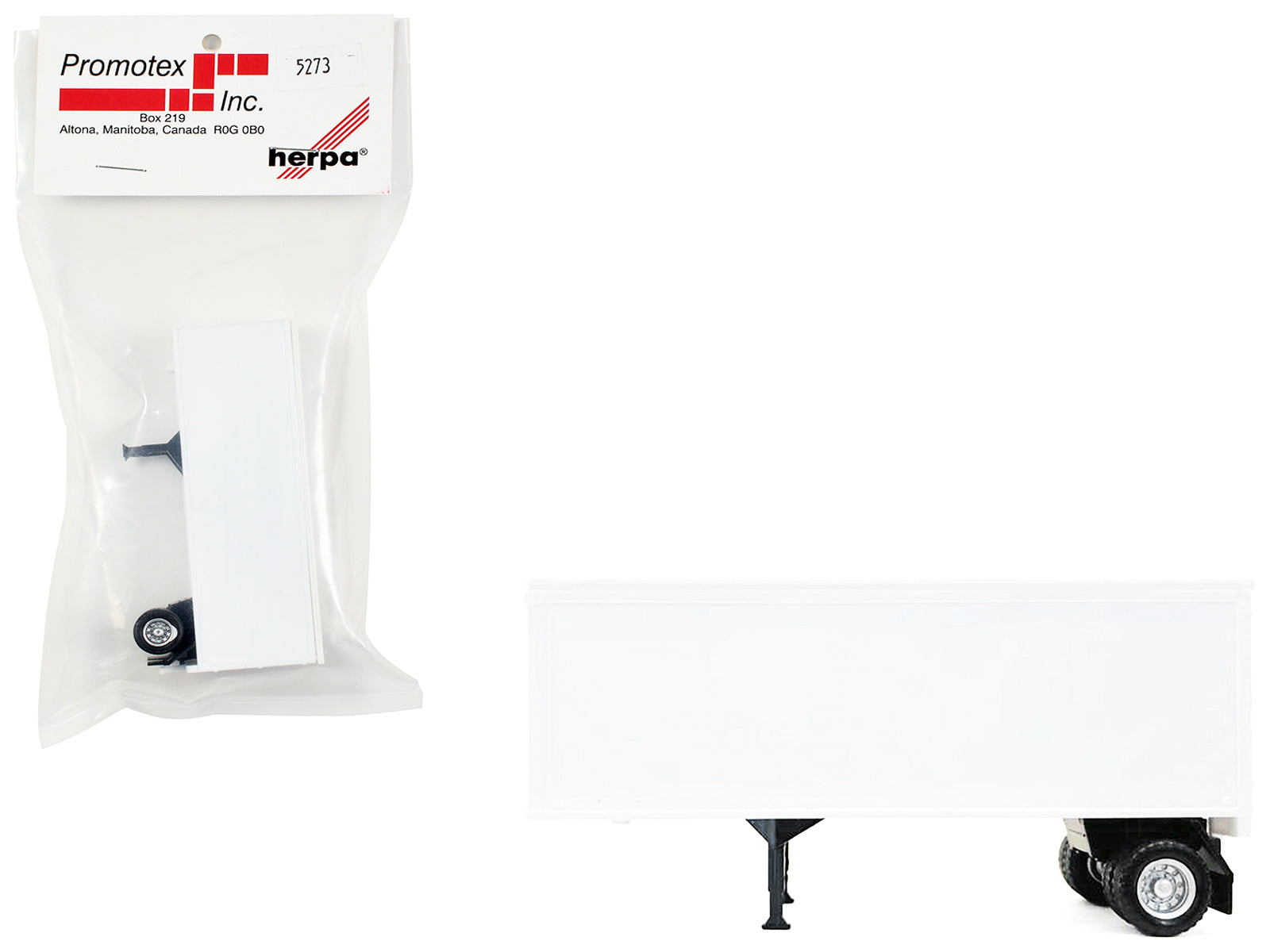 27ft Single-Axle Trailer (No Converter Dolly) White 1/87 (HO) Plastic Model by Promotex-DiecastModeler.com