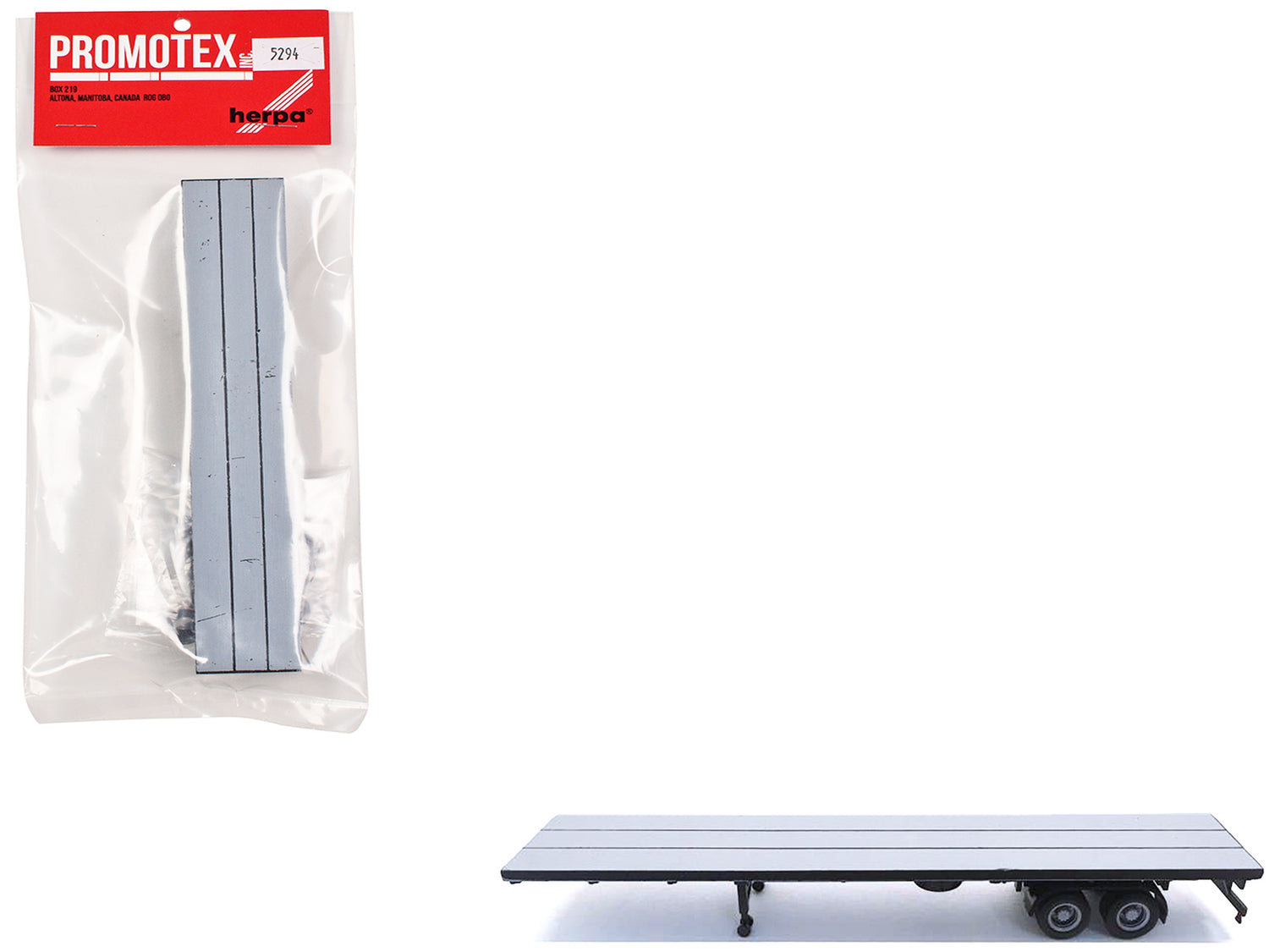48ft Flatbed Trailer Gray Top 1/87 (HO) Plastic Model by Promotex-DiecastModeler.com