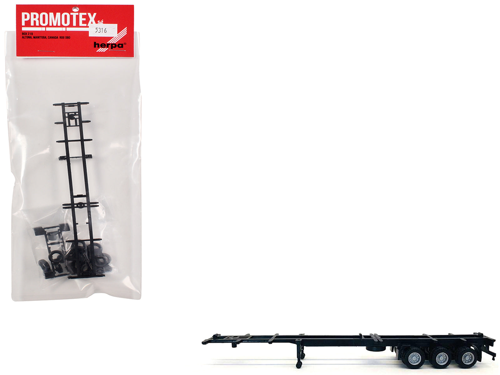 Container Chassis for 3-Axle 48ft Trailer 1/87 (HO) Plastic Model by Promotex-DiecastModeler.com
