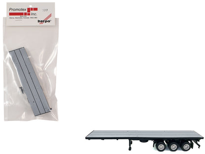 40ft 3-Axle Flatbed Trailer Gray Top 1/87 (HO) Plastic Model by Promotex-DiecastModeler.com