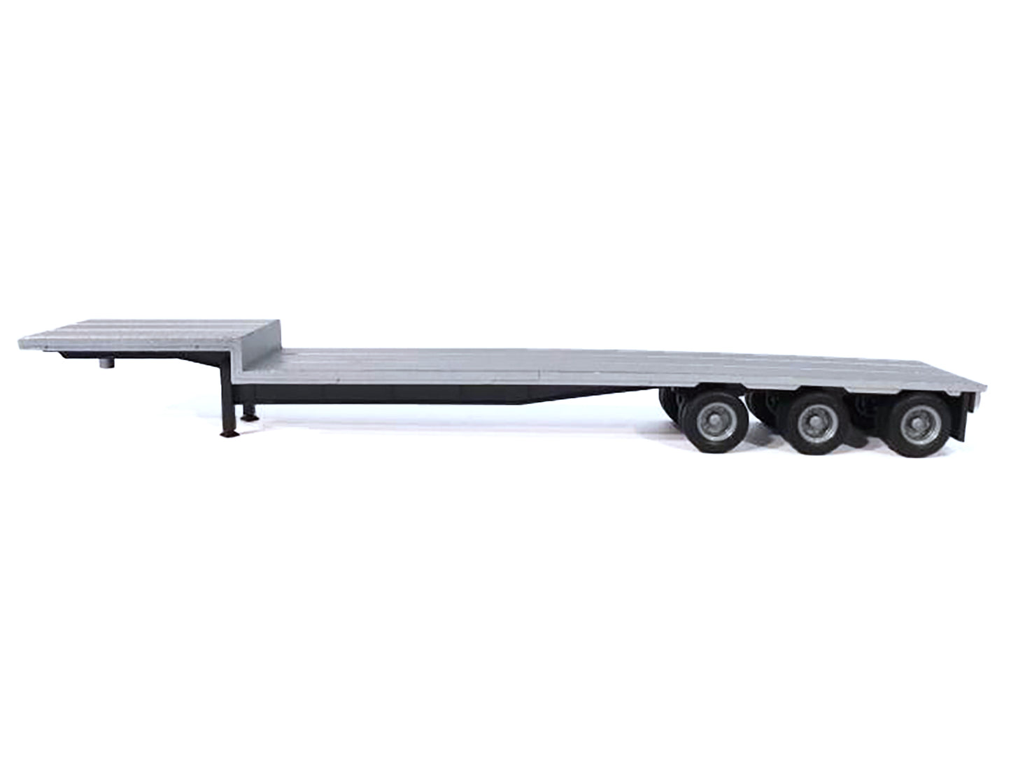3-Axle Dropdeck Flatbed Trailer Silver Top 1/87 (HO) Plastic Model by Promotex-DiecastModeler.com