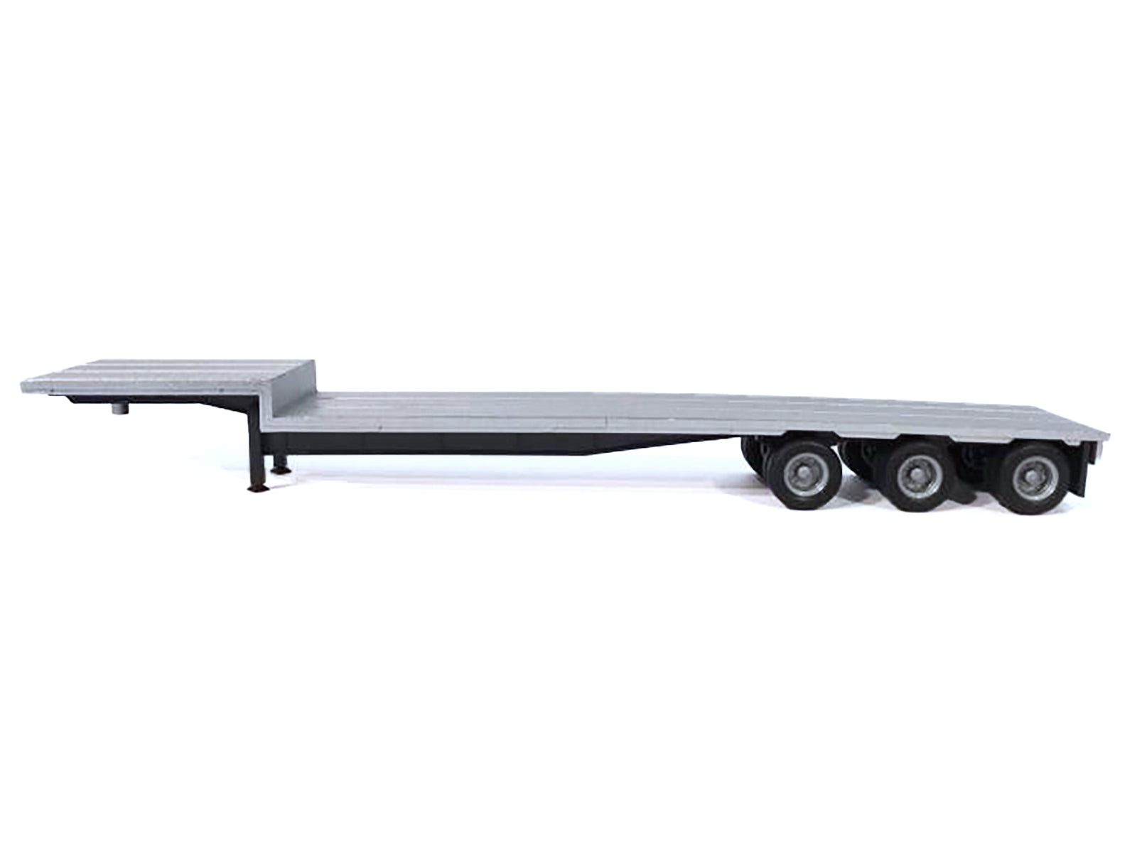 3-Axle Dropdeck Flatbed Trailer Silver Top 1/87 (HO) Plastic Model by Promotex-DiecastModeler.com