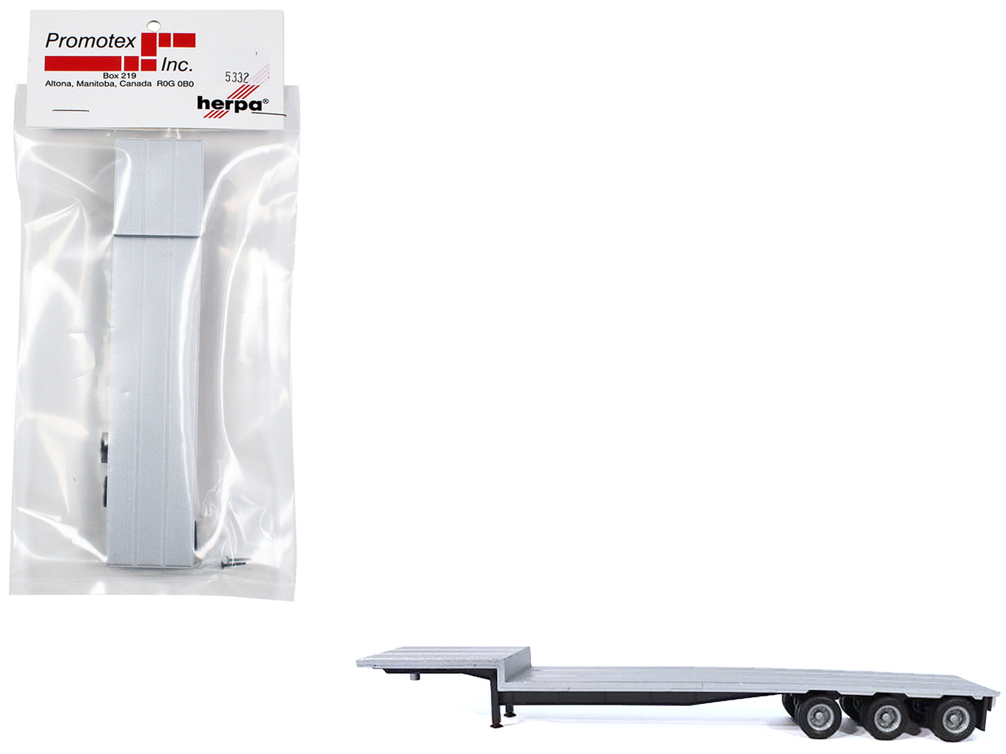 3-Axle Dropdeck Flatbed Trailer Silver Top 1/87 (HO) Plastic Model by Promotex-DiecastModeler.com