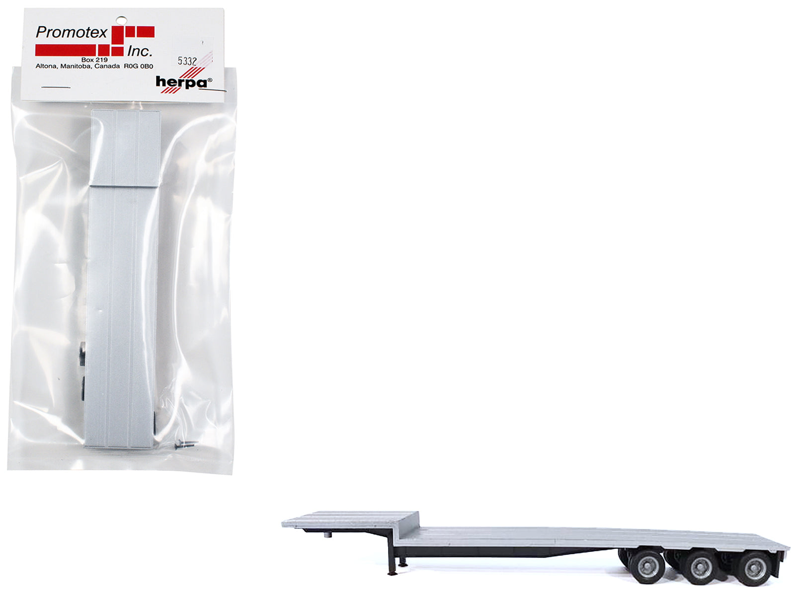 3-Axle Dropdeck Flatbed Trailer Silver Top 1/87 (HO) Plastic Model by Promotex-DiecastModeler.com